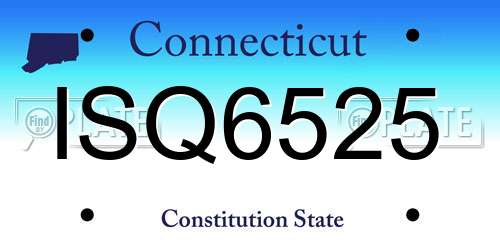 ISQ6525 Connecticut License Plate