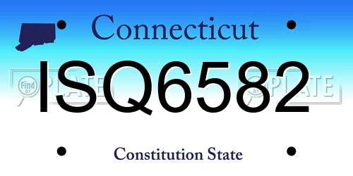 ISQ6582 Connecticut License Plate