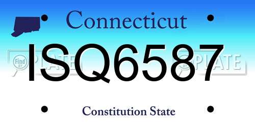 ISQ6587 Connecticut License Plate