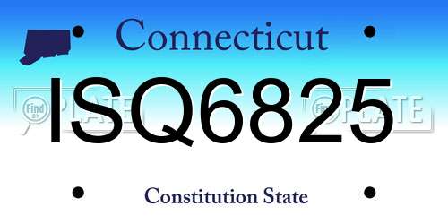 ISQ6825 Connecticut License Plate