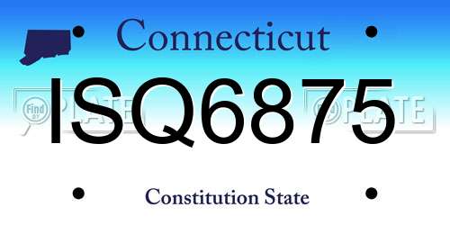 ISQ6875 Connecticut License Plate