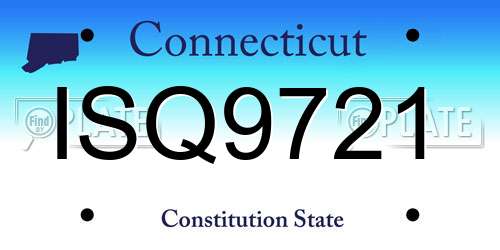ISQ9721 Connecticut License Plate
