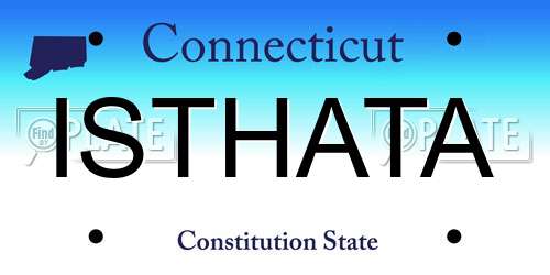 ISTHATA Connecticut License Plate