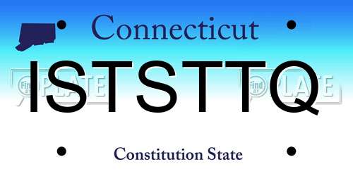 ISTSTTQ Connecticut License Plate