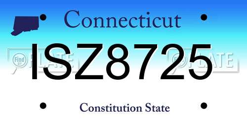 ISZ8725 Connecticut License Plate