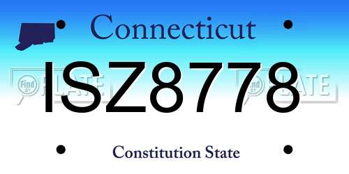 ISZ8778 Connecticut License Plate