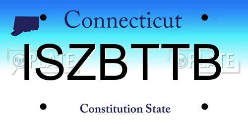ISZBTTB Connecticut License Plate