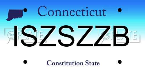 ISZSZZB Connecticut License Plate