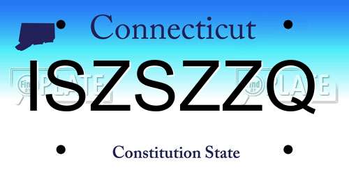 ISZSZZQ Connecticut License Plate