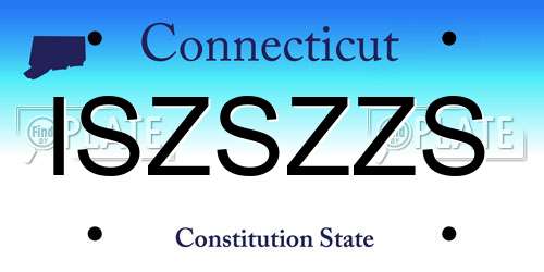 ISZSZZS Connecticut License Plate