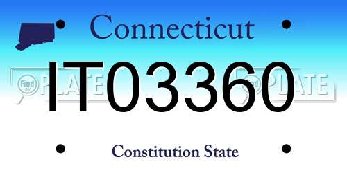 IT03360 Connecticut License Plate