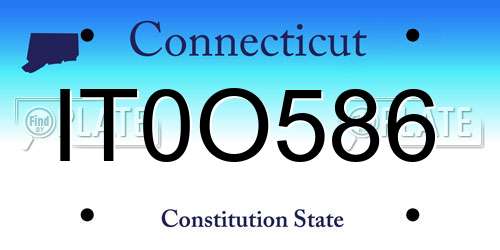 IT0O586 Connecticut License Plate