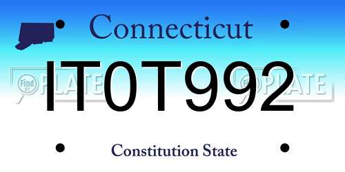 IT0T992 Connecticut License Plate