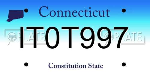 IT0T997 Connecticut License Plate