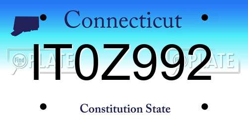 IT0Z992 Connecticut License Plate