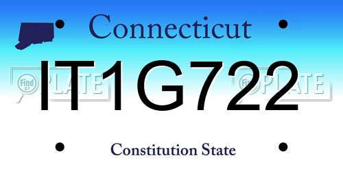 IT1G722 Connecticut License Plate