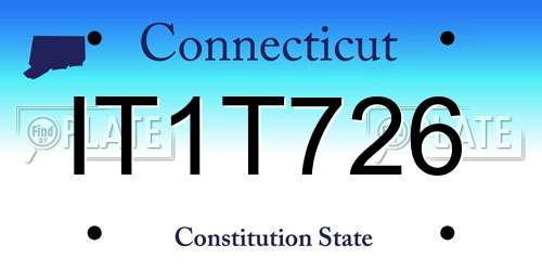 IT1T726 Connecticut License Plate