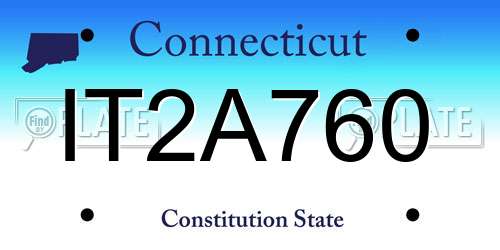 IT2A760 Connecticut License Plate