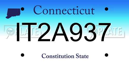 IT2A937 Connecticut License Plate