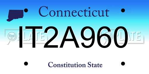 IT2A960 Connecticut License Plate