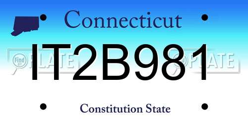 IT2B981 Connecticut License Plate
