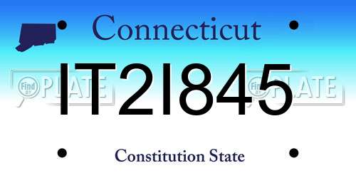 IT2I845 Connecticut License Plate