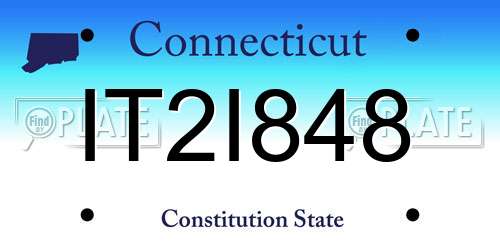 IT2I848 Connecticut License Plate