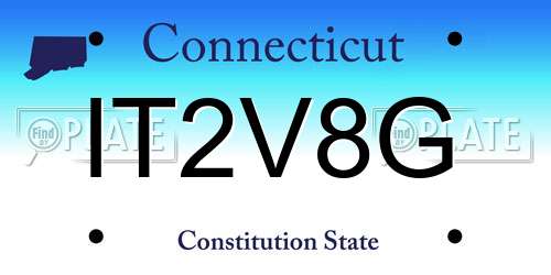 IT2V8G Connecticut License Plate