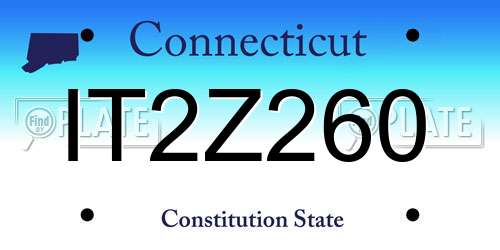 IT2Z260 Connecticut License Plate