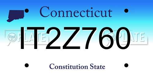 IT2Z760 Connecticut License Plate