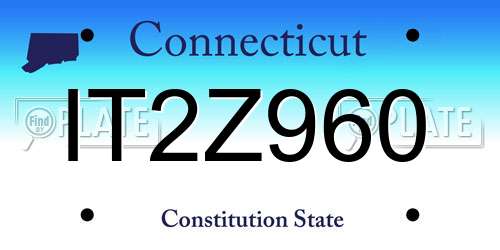 IT2Z960 Connecticut License Plate
