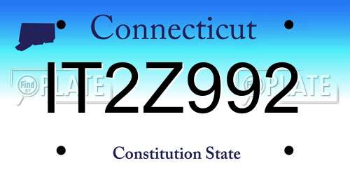 IT2Z992 Connecticut License Plate