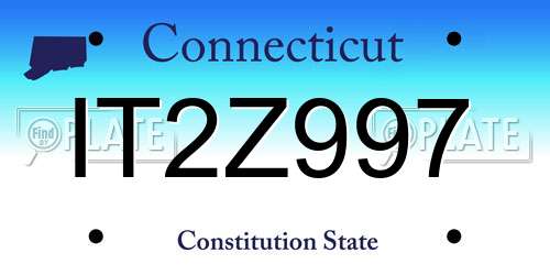 IT2Z997 Connecticut License Plate