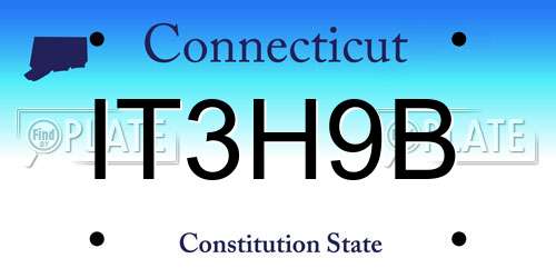 IT3H9B Connecticut License Plate