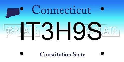 IT3H9S Connecticut License Plate