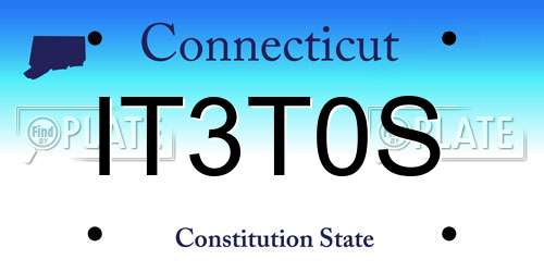 IT3T0S Connecticut License Plate