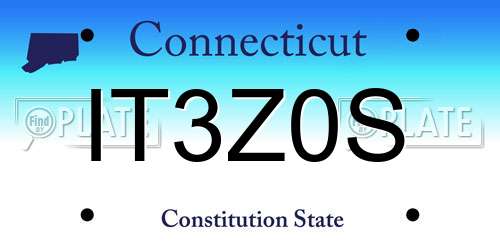 IT3Z0S Connecticut License Plate