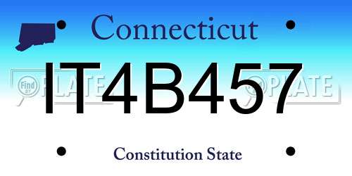 IT4B457 Connecticut License Plate