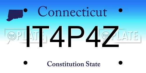 IT4P4Z Connecticut License Plate