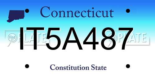 IT5A487 Connecticut License Plate