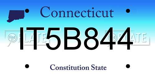 IT5B844 Connecticut License Plate