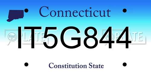 IT5G844 Connecticut License Plate