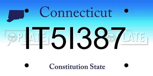 IT5I387 Connecticut License Plate