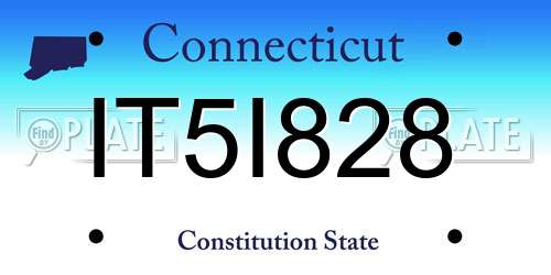 IT5I828 Connecticut License Plate