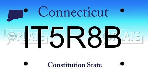 IT5R8B Connecticut License Plate