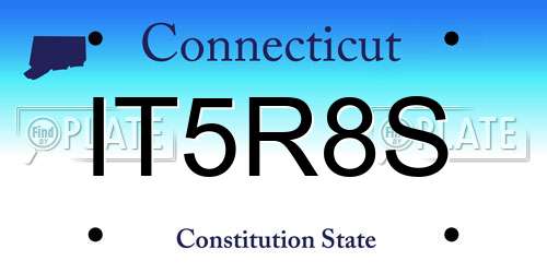 IT5R8S Connecticut License Plate