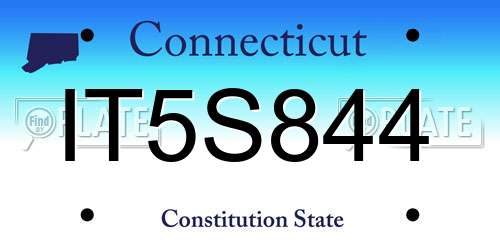 IT5S844 Connecticut License Plate