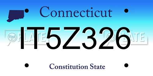 IT5Z326 Connecticut License Plate