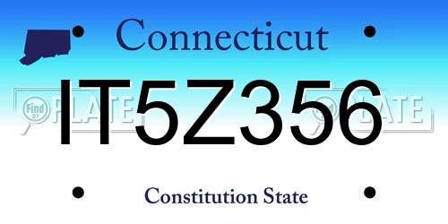 IT5Z356 Connecticut License Plate