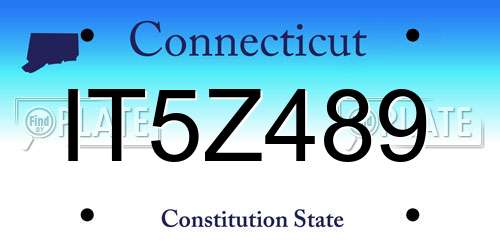 IT5Z489 Connecticut License Plate